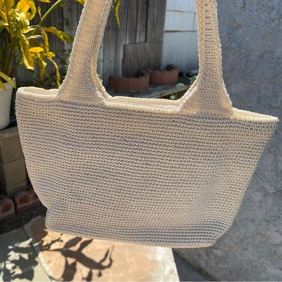 The Sak Handbags - The Sak Vintage Small Crocheted Bag Beige Color Zippered Pockets